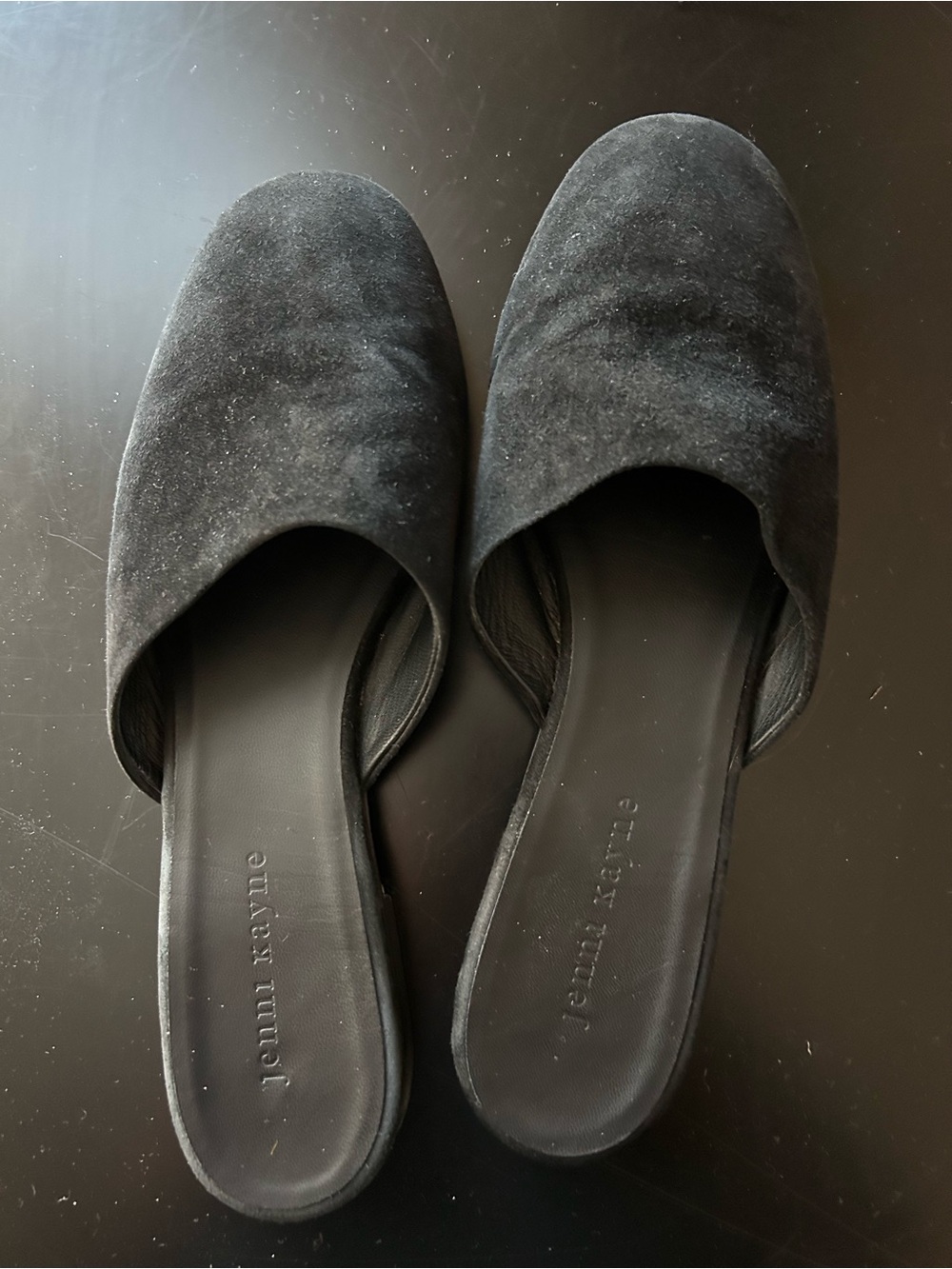 Jenni Kayne Black Suede Slip-On Mules
